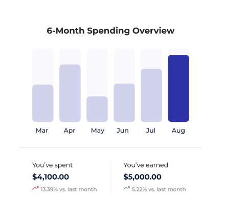 Six-month spending overview chart